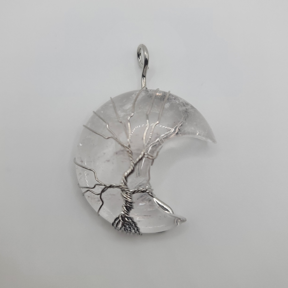 Clear Quartz Tree of Life Moon🌙 Pendant NL